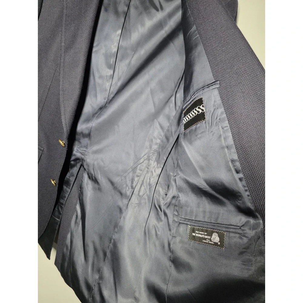 Chaps Ralph Lauren Hopsack Mens 42R Navy Virgin Wool Gold-Button Sport Coat